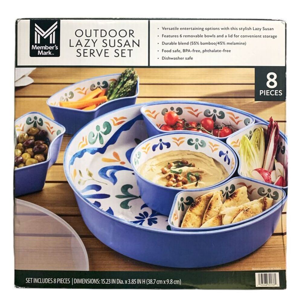 Member's Mark Melamine 6-Section Outdoor Lazy Susan Serving Set - Sky Blue